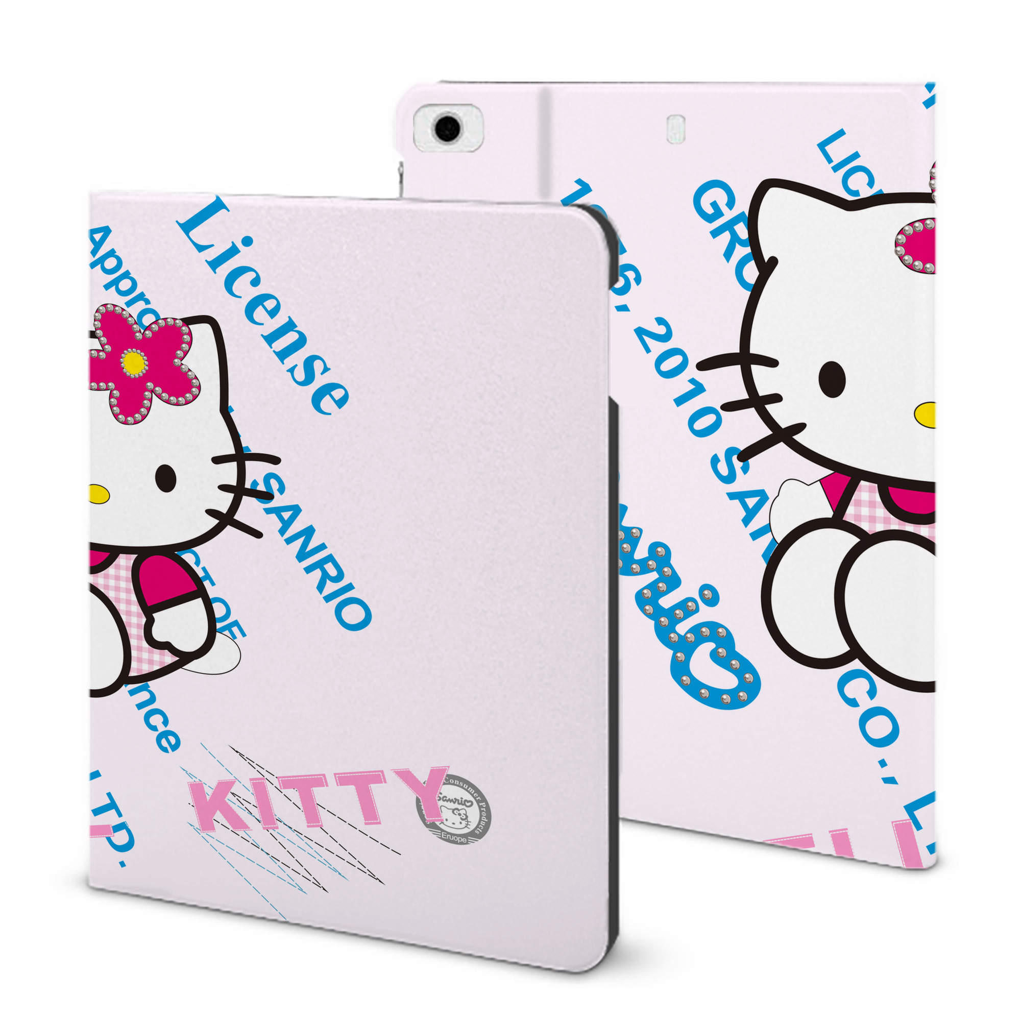 （画像用） Hello Kitty ハローキティ IPad ケース ブック型 PUレザー TPU 耐衝撃 軽量 薄型 ペン収納なし 全面保護 IPad 各モデル対応